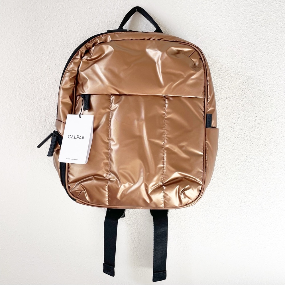 Calpak Luka 15 Inch Laptop Backpack in Copper Travel Work Office Metallic NEW - Picture 9 of 9
